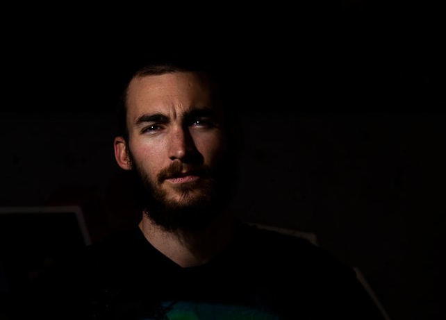 Canberra artist Stephen Dobson (Ramblerman) recording "Midday Melancholy" at Amberly Studio, reflecting the raw and intimate mood of the track.